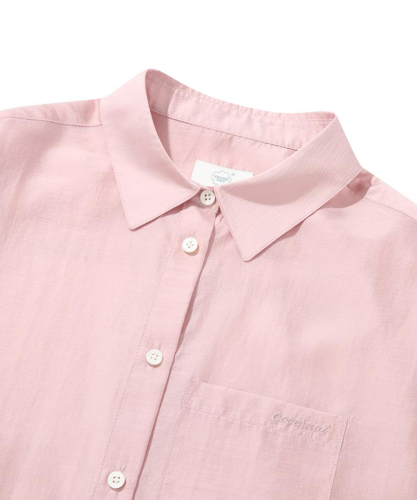 COVERNAT WOMAN Sheer Oversized Shirt Light Pink