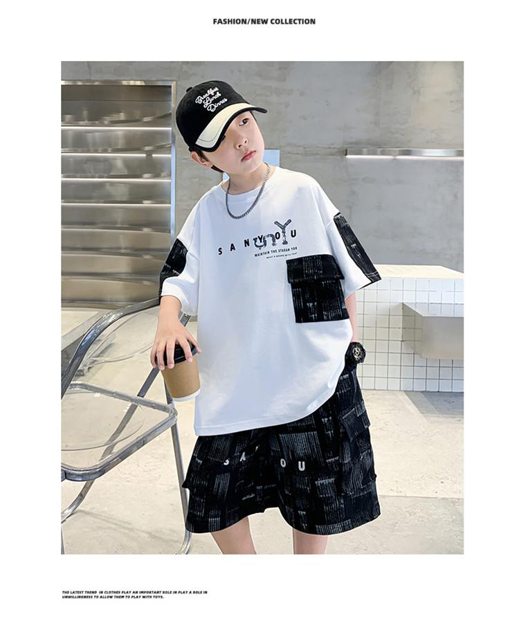 Children's wear boys' summer short sleeved set 2026 new style, medium and large children's summer sports thin style, summer style cool and fashionable
