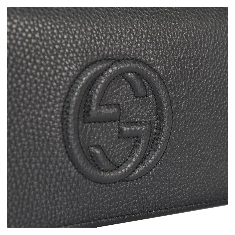 Gucci [Универсальная классическая рекомендация] Soho тисненый логотип цепочка кожаный кошелек сумка через плечо женская черная