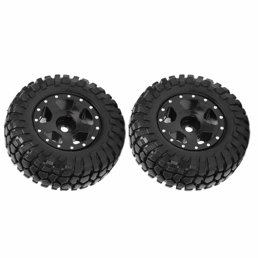 2Pcs RC Wheels Metal Remote Control Car Tires Replacement Parts for Axial SCX24 90081Black