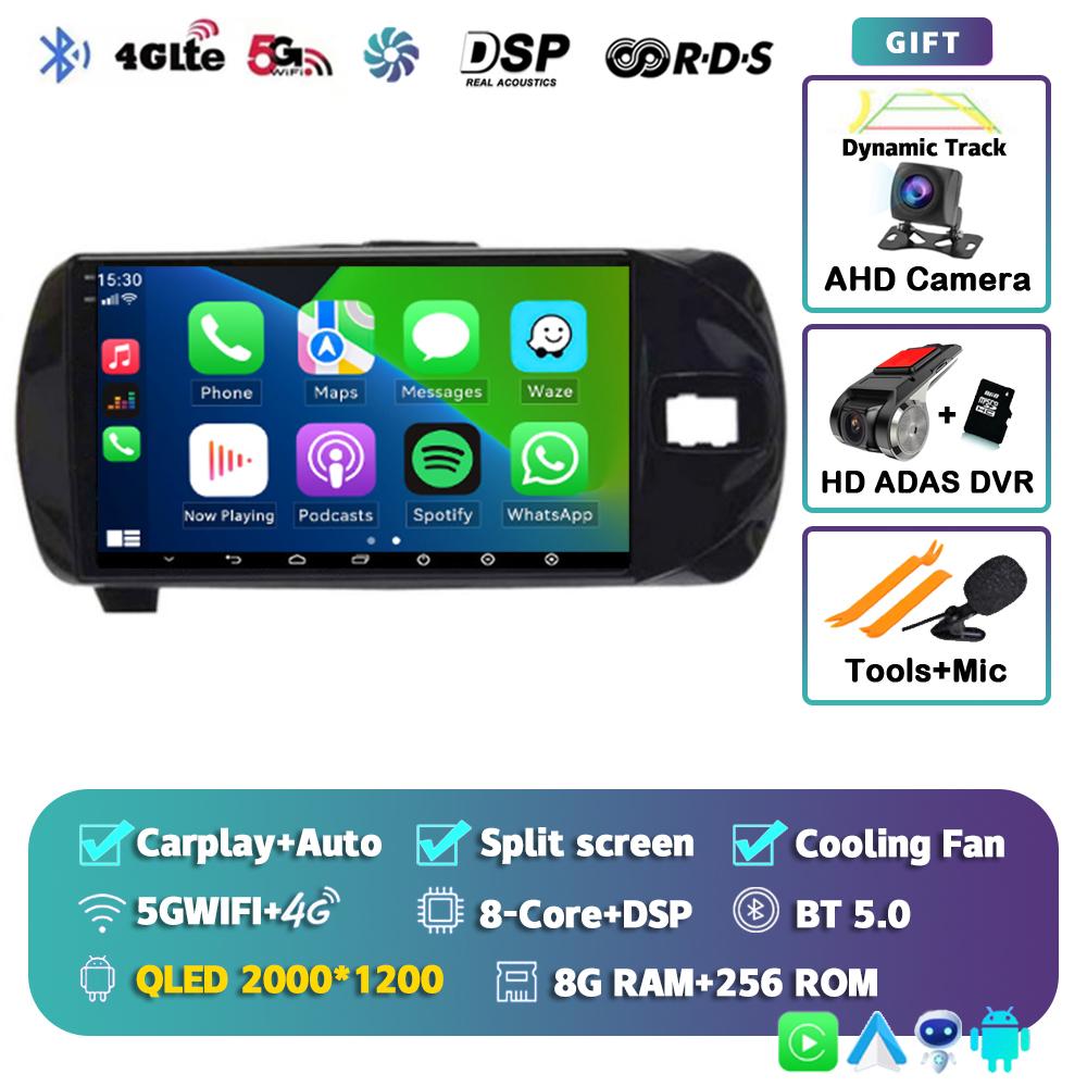 Android 14 Carplay для Toyota Vitz 3 XP130 2014 2015 2016 2017 2018 2019 Автомобильный радиоприемник Мультимедиа Видеоплеер Навигация GPS Стерео