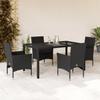 VidaXL Garden Dining Set and Cushions 5 Pcs Black Rattan Glass 3278545