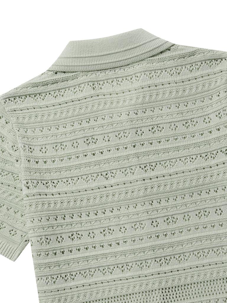 Женский вязаный крючком кардиган Olzen с коротким рукавом и воротником_Zlg2Ec2301Mt