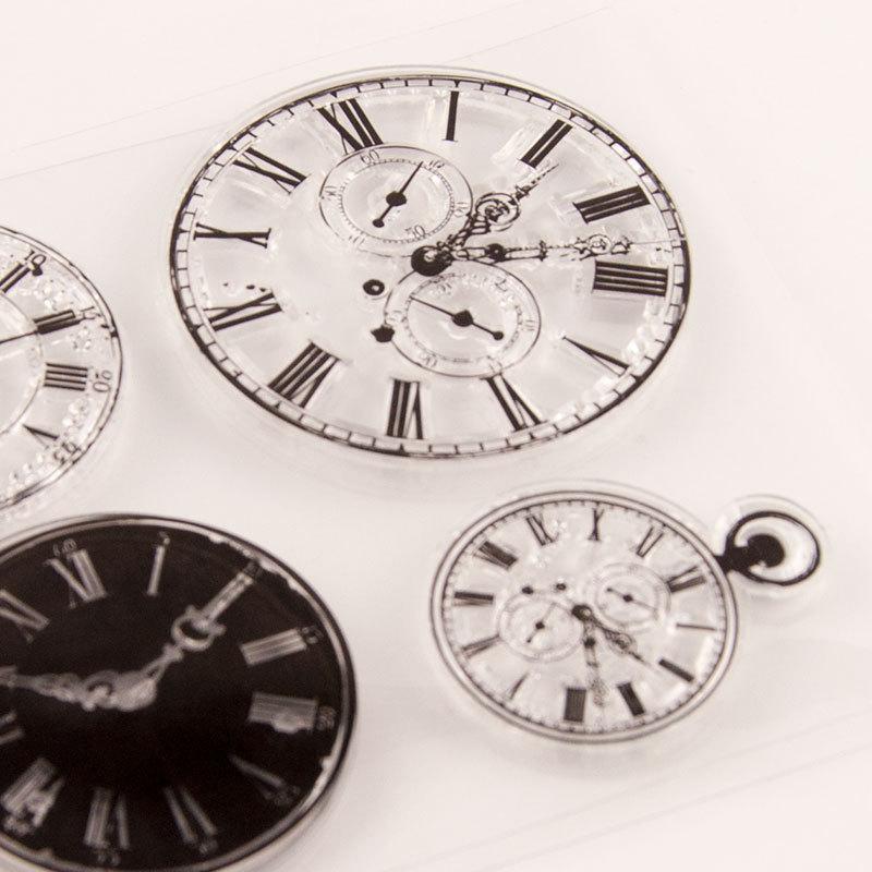 Прозрачные силиконовые прозрачные штампы с часами для DIY скрапбукинга, альбома, бумажные карты, декоративные листы, рамка