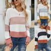 Женский повседневный пуловер в полоску контрастного цвета с короткими рукавами и длинными рукавами