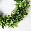 Artificial Boxwood Wreath Door Decor Rustic Farmhouse Style Plastic Floral Ring Wall Hanging