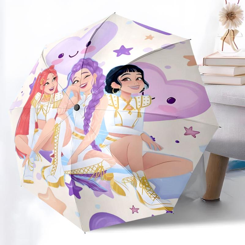 1pc Sturdy 8-Bone Auto Umbrella, Kpop Dem Umbrella, Digital Printed, Foldable Umbrella for On-the-Go Outdoor Use