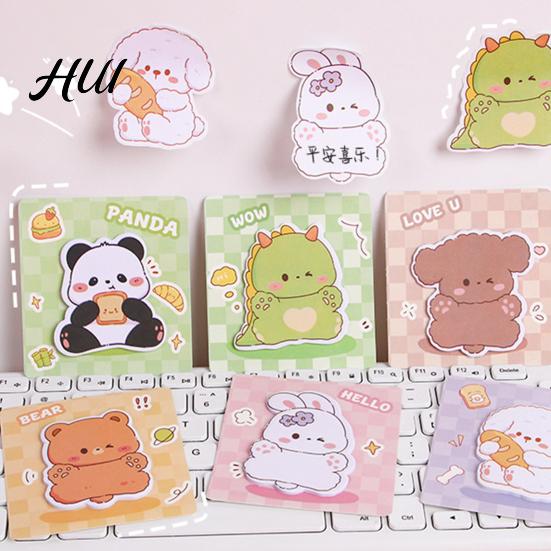 Cute Nopte Pad 4Pcs Sticky Paper Special-Shaped Cartoon Design Self Adhesive Note Pads Reusable Stable Stickiness Thickened Ink-Proof Compact Portable