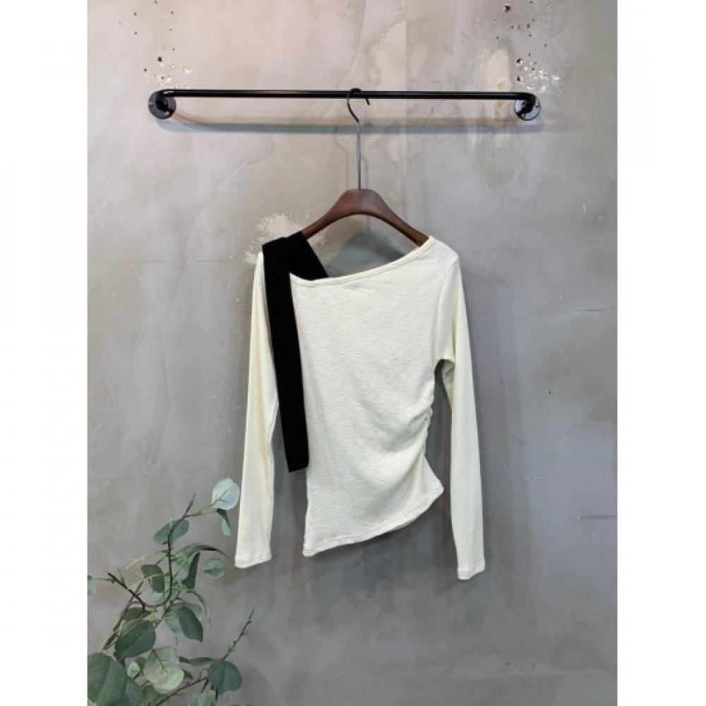 C S In The Room Off Shoulder ShirrIng T ShirT 3Color