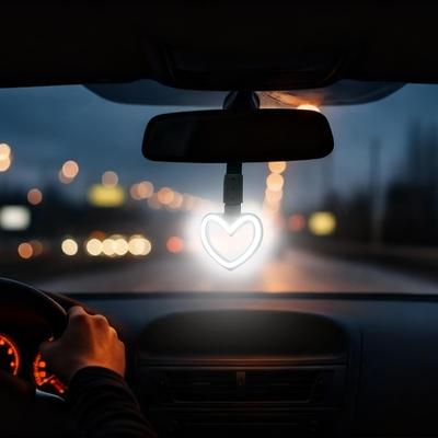 Светодиодные атмосферные огни для салона автомобиля, форма сердца, автомобильное украшение салона, ремешки-ручки для автомобиля в форме сердца для внедорожника, автодома, седана