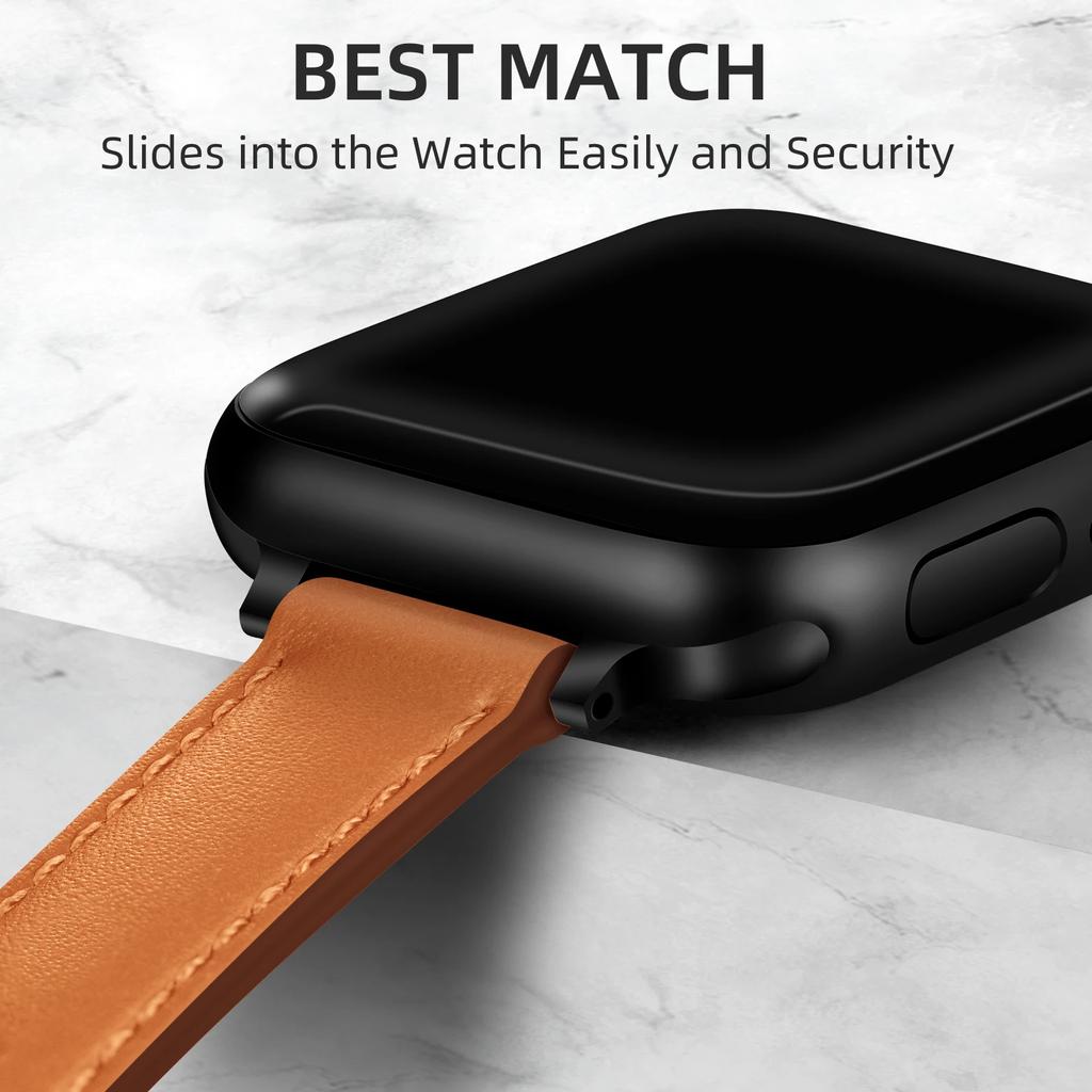 Ремешок из кожи для часов Apple Watch Band 38/40/41MM 42/44/45MM Браслет для iWatch 8 7 3 4 5 6 SE 49mm Smartwatch Аксессуары