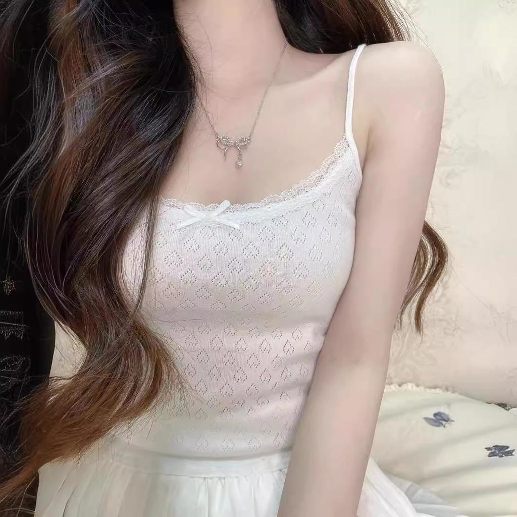 Pure Desire кружевной бант халтер топ женский носить длинный жилет внутри летний дизайн Sense of Niche Spice Girls