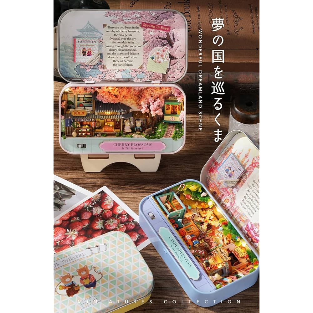 Moin Moin Кукольный домик Миниатюрный DIY-набор со светодиодной подсветкой и подставкой для демонстрации Плюшевый мишка Контейнер для хранения для начинающих