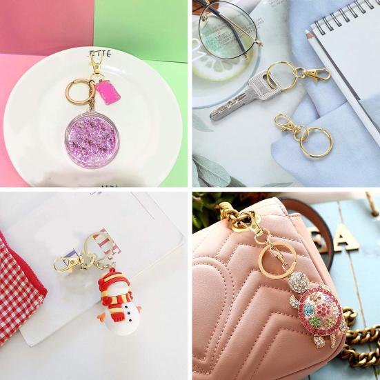 100Pcs/Set Key Chains Metal Lobster Claw Clasp with Key Rings Dog Collars Backpacks DIY Keychain Accessories