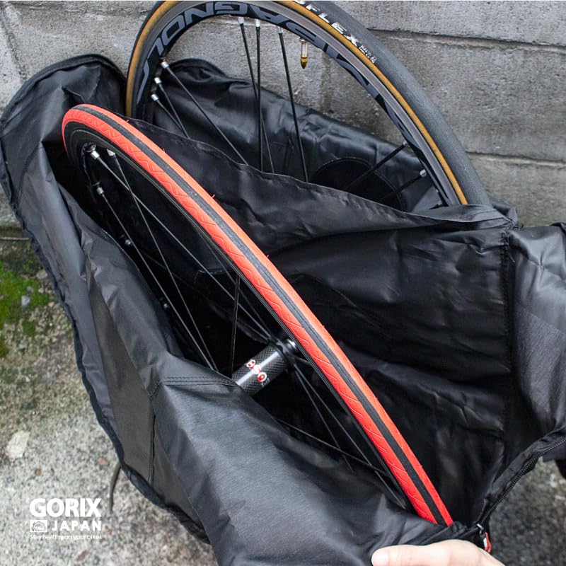 GORIX Wheel Bag for 2 Wheels (with Storage Bag) for Car Storage, Suitable for Bicycles, Road Bikes, Cross Bikes, and Mountain Bikes (White Line) (Ca5)
