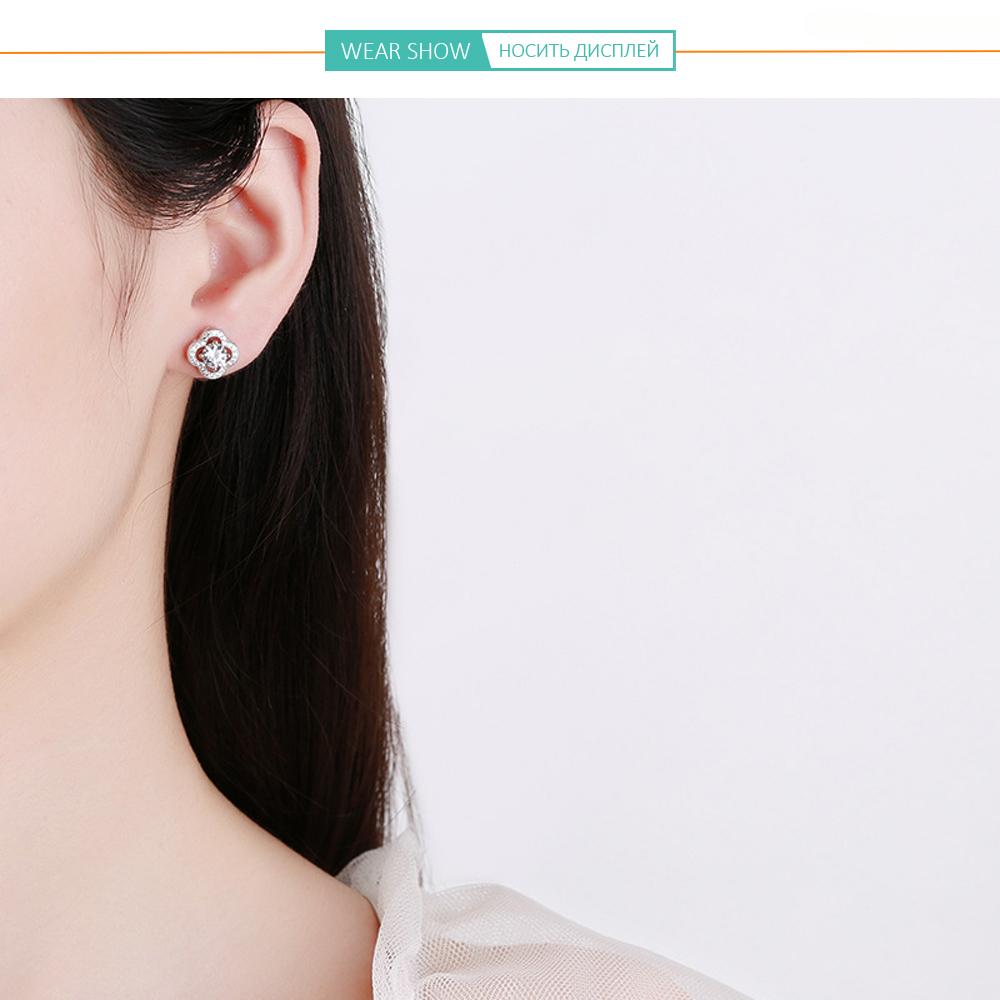 D Цвет 0.5Ct Муассанит Четырехлистный Клевер Серьги-гвоздики для Женщин Стерлингового Серебра 925 пробы с GRA Свадебные Ювелирные Изделия