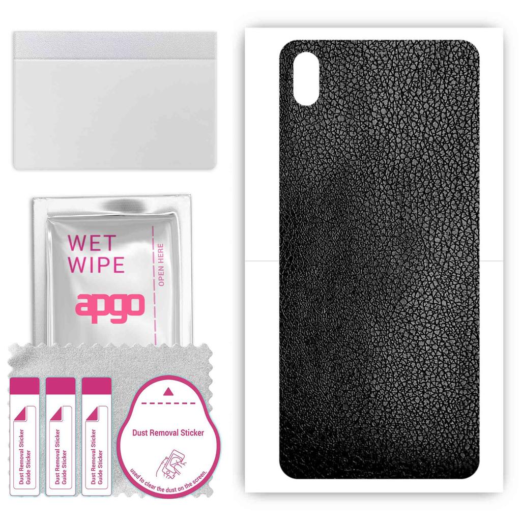 apgo Protective Skin Sticker for the back compatible with TCL Signa, Wrap Film, Foil, Vinyl - Pattern Black Leather
