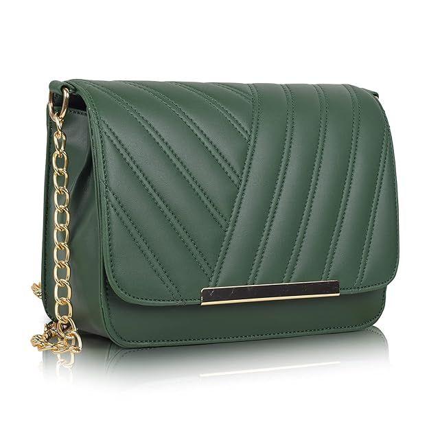 Стильная женская слинг-сумка через плечо из синтетической кожи с ремешком-цепочкой