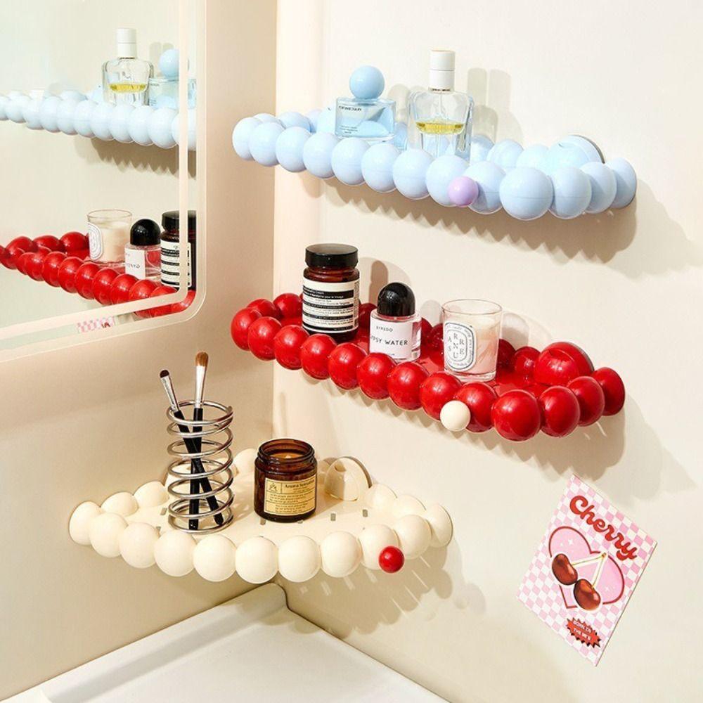 Suction Cup Wall Mounted Shelf ABS Shower Storage Rack Bathroom Organizer Shower Room