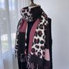 New Autumn And Winter Scarf With European And American Print, Imitation Cashmere Shawl, Women'S Warm Tassel, Color Blocked Leopard Print Scarf