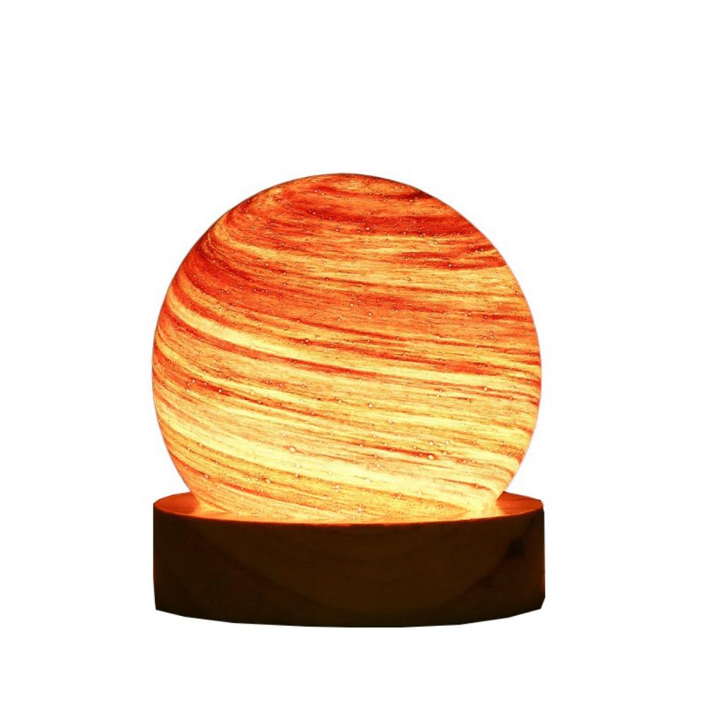 With Wooden Stand 80MM LED Night Light Luminous Glass Sphere Crystal Ball Bedroom