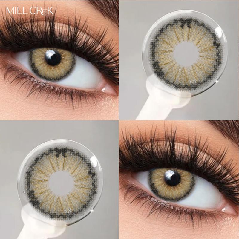 Контактные линзы Mill Creek Sweet Secret Color с гибридной радужной оболочкой 14,5 мм, синие/серые/коричневые, годовые контактные линзы