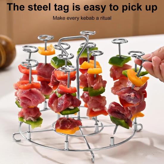 Stainless Steel Fryer Skewer Stand with Polished Edges Rustproof Dishwasher Safe Vertical Skewer Air Fryer Accessories