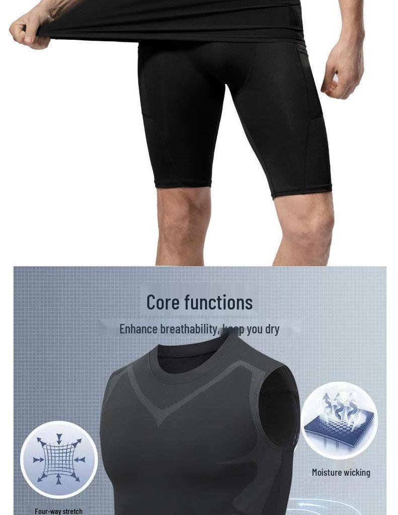 Мужская утягивающая быстросохнущая фитнес-майка - Дышащий спортивный топ для бега, баскетбола и тренировок