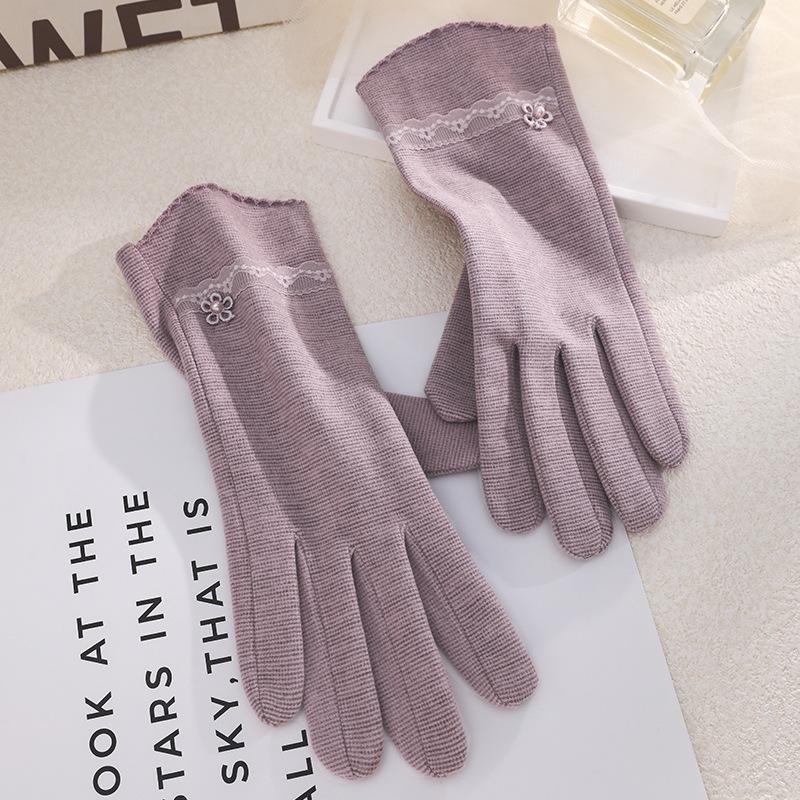 Теплые женские перчатки с узором «тысяча птиц», элегантные, для улицы, для верховой езды, холодо- и ветрозащитные, однослойные кружевные перчатки для весны и осени