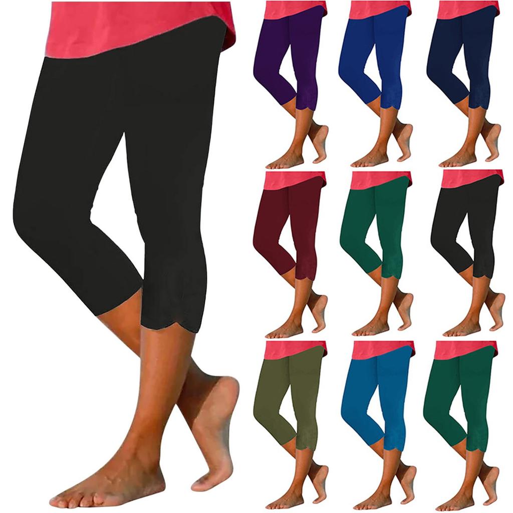 Pants For Women Stretch 3/4 Length Lace Leggings Casual Athletic Running Workout Yoga Pants