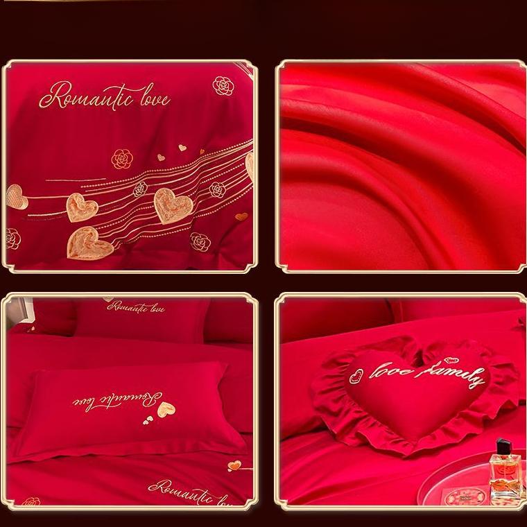 Свадебный комплект из четырех предметов из чистого хлопка для свадебной комнаты, пододеяльник из чистого хлопка для молодоженов, постельные принадлежности