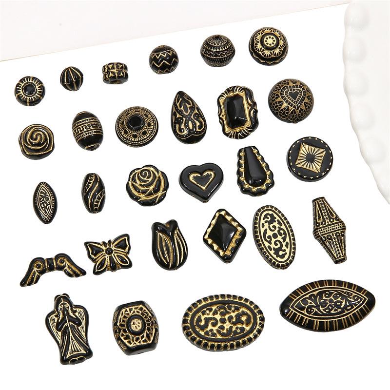 Бусины для браслета ручной работы, акриловые французские винтажные золотые плоские бусины, круглые бусины, украшения ручной работы, браслет, ожерелье, кулон, телефонная цепочка, аксессуары