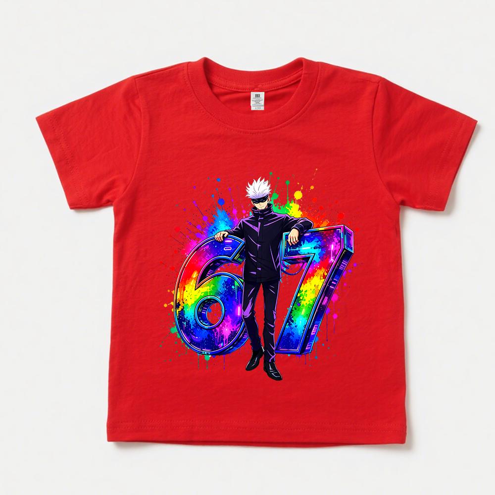 Jujutsu Kaisen Gojo Satoru 67 Print Casual Cotton T Shirt for Kids Boys Girls Toddler Soft Breathable Top