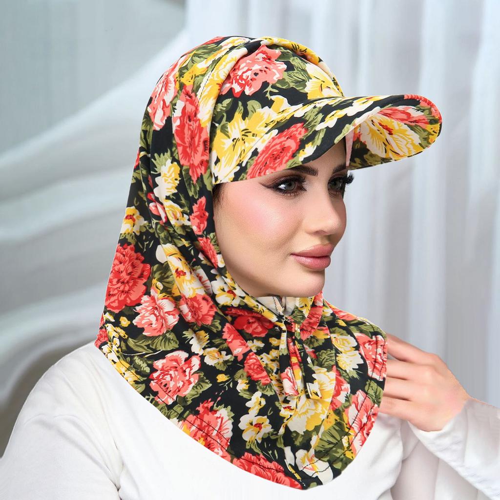 Islamic Hijab Baseball Cap for Woman Abayas Jersey Scarf Neck Cover Muslim Women Turban Instant Head Wrap Solid Color Hat