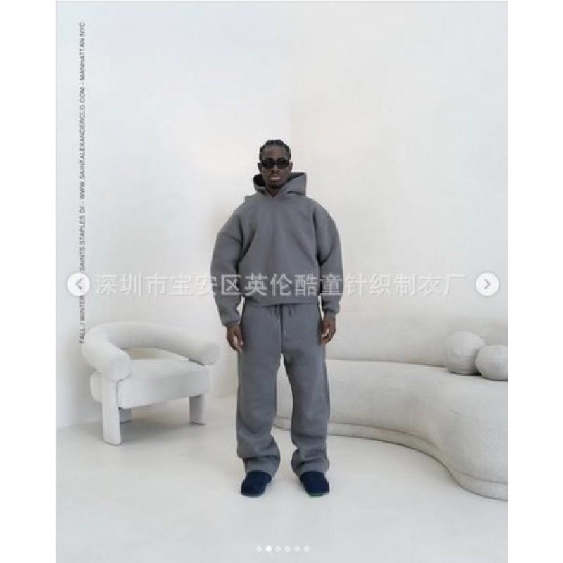 Mens Oversized Hooded Sweatshirt Matching Joggers Set Casual Streetwear 2025 Cotton Blend Loose Fit