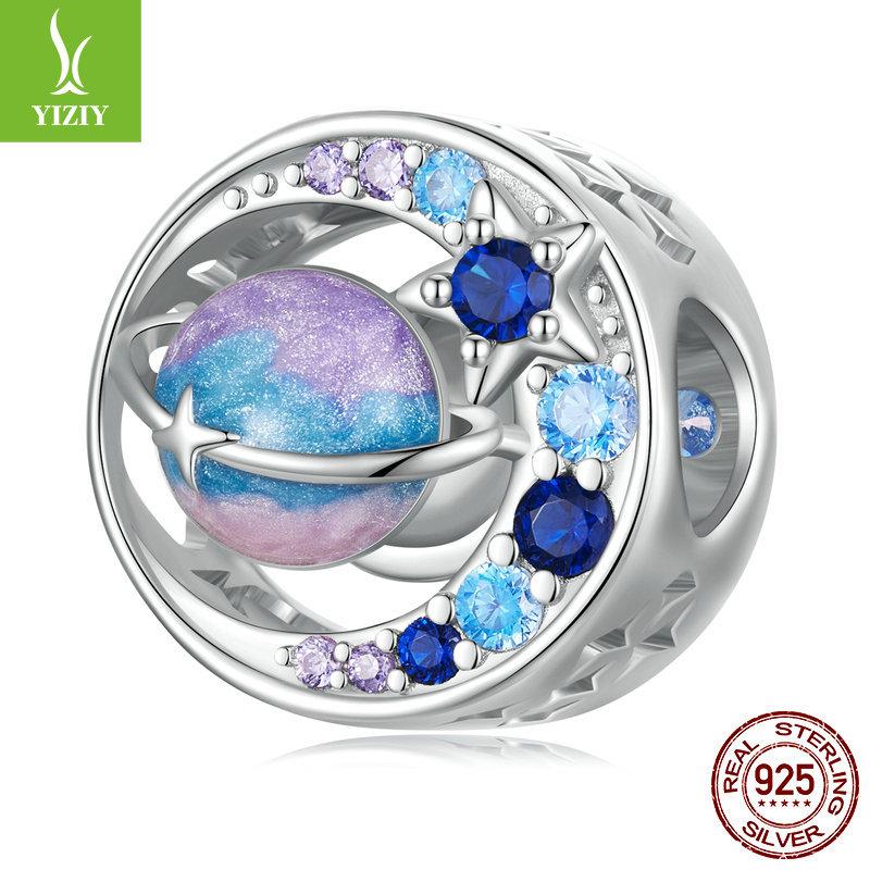 925 Silver Beads Children'S Fun Creative Blue Planet Interstellar Tour Series Diy Beaded Bracelet Accessories