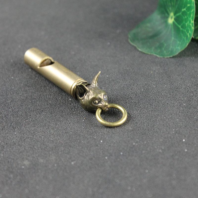 Copper Wild Boar Rhino Eagle Boa Lion Wolf Kirin Lizard Keychain Pendants Outdoor Referee Whistle Vintage Wild Survival Whistles