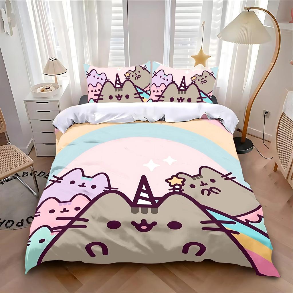 Exquisite cute Print Duvet Cover Set 3DP-Pusheens Cat 2/3pcs Bedding Set Single Double King Size Kids Boy Girl Bedroom Decor
