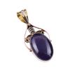 Natural Iolite Gemstone 925 Solid Sterling Silver Two Tone Pendant 1.75" Y5B59