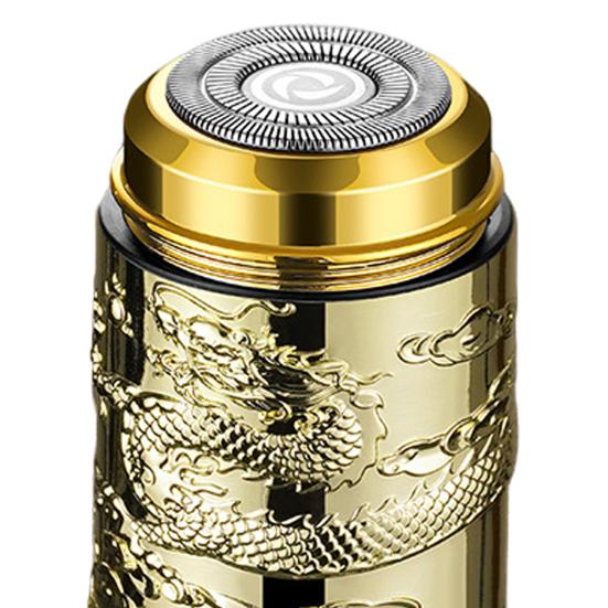 Мужская электробритва с резным китайским драконом IPX6 Водонепроницаемая Type-C перезаряжаемая мини-дорожная роторная бритва портативная