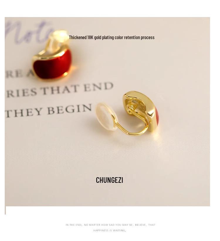 Красные эмалевые клипсы — Дизайн в виде спирали от комаров, Не требуют прокола, Идеальны для Нового года и Рождества, Ретро стиль Гонконга