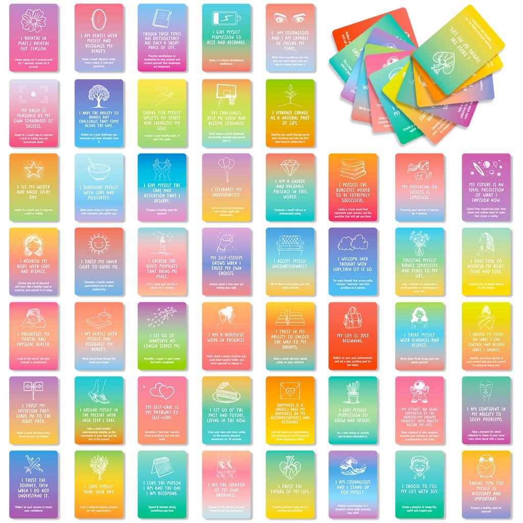 50 Self-Motivation Text Interactive Cards Color Mood Positive Energy Quotes Inspirational Cards