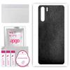 apgo Protective Skin Sticker for the Back Compatible with Oppo F15, Wrap Film, Foil, Vinyl - Pattern Black Leather