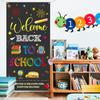 Back To School Banner Welcome Back To School Door Cover Backdrop Polyester Hanging Banner Front Door Porch Sign for First Day