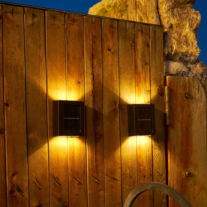 8 шт. светодиодный настенный светильник на солнечной батарее, наружное водонепроницаемое освещение вверх и вниз, украшение сада, солнечные фонари, лестница, забор, солнечный свет, лампа