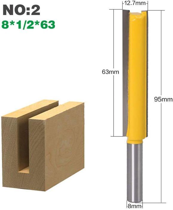 Fraise à bois (flush trim) - AIMOONSA - 3pcs 8mm Flush Trim Router Bits - Carbure - Tige 8mm - Long. Coupe 50-76mm