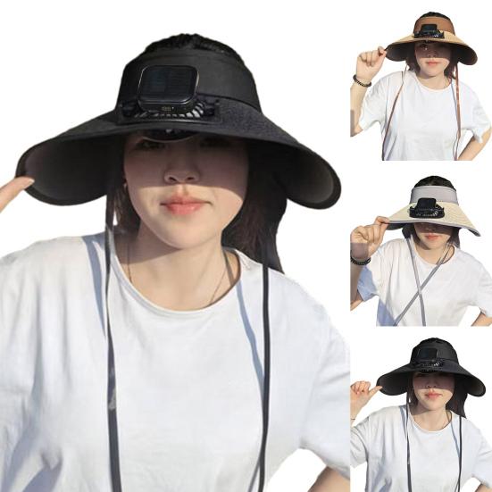 Уличная шляпа с козырьком и встроенным вентилятором, широкополая пустая верхняя охлаждающая шляпа с солнечной батареей и USB-зарядным вентилятором для путешествий на пляже