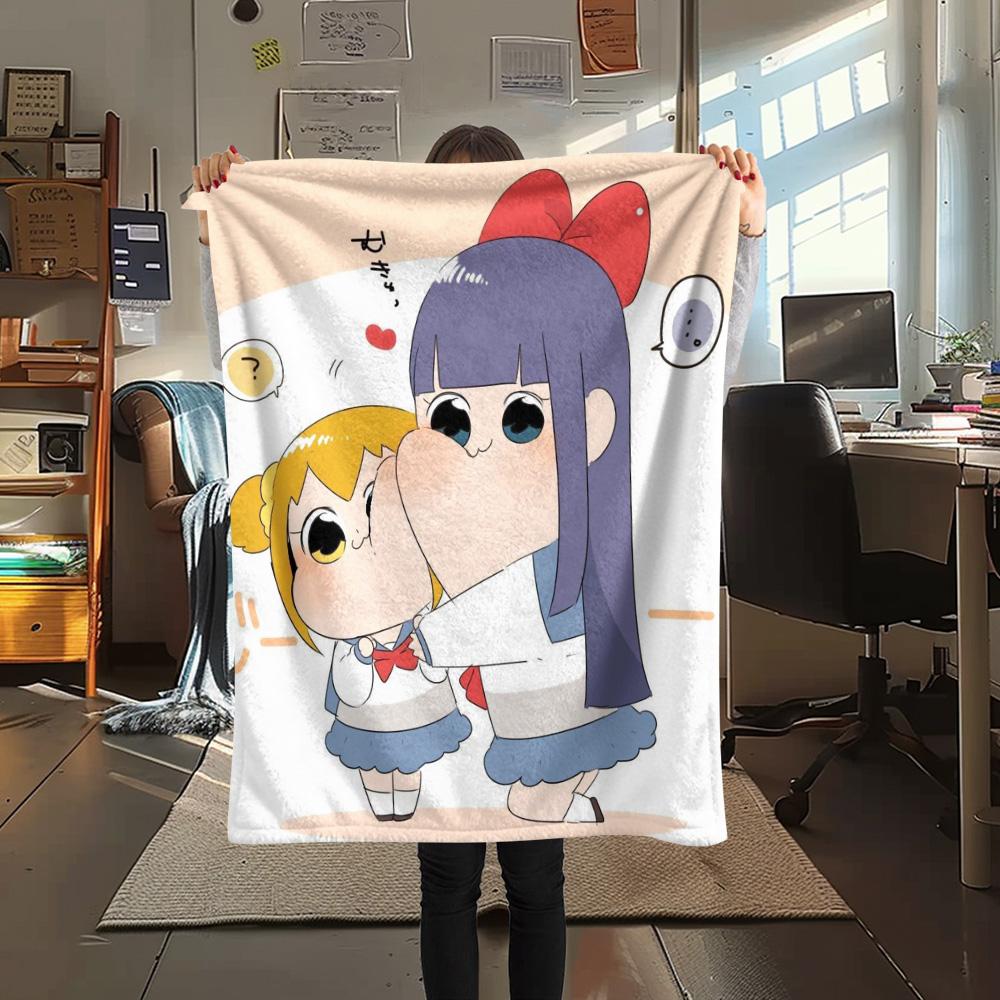 Pop Team Epic Print Flannel Blanket, High quality Comfortable for All Seasons, Home Decor, Warmth and Comfort