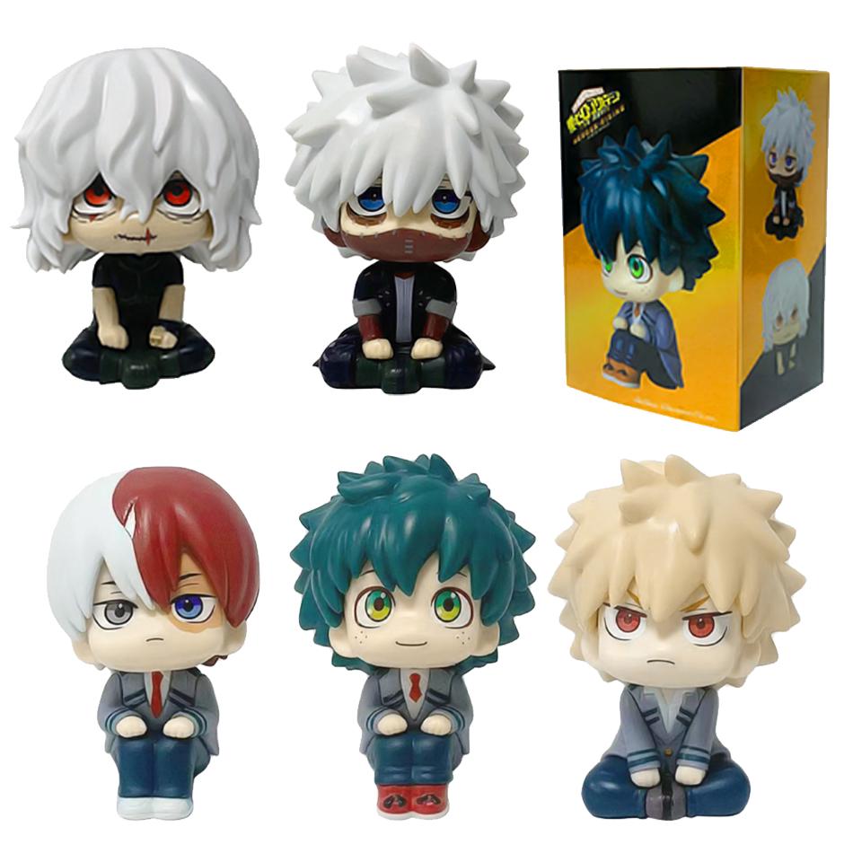 Trending! 9-10cm My Hero Academia Chibi Figures: Midoriya, Shigaraki, Bakugo Todoroki Kawaii Anime Statues Gifts In stock