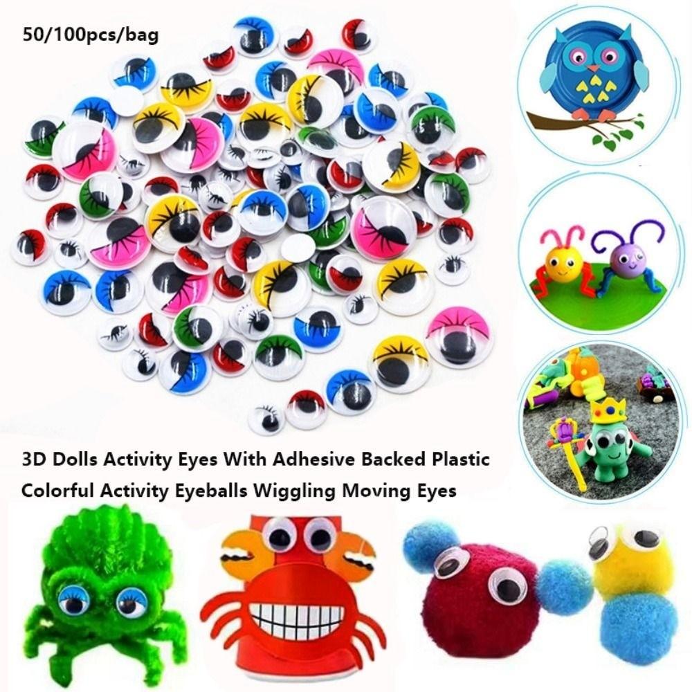50/100pcs/bag with Eyelashes Colorful Activity Eyeballs 3D Wiggling Moving Eyes
